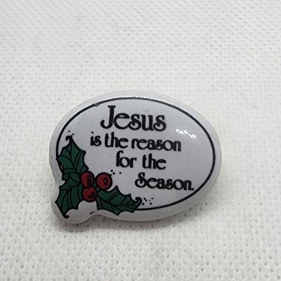 Vintage Jesus is the reason for the Season Ceramic Pin - Picture 2 of 3